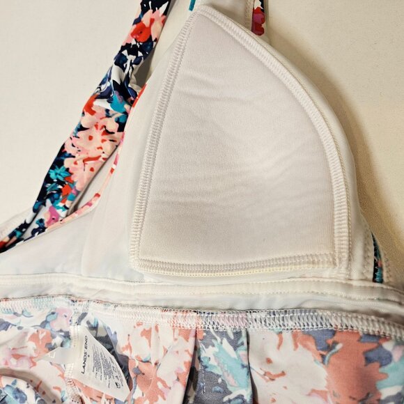 Lands End Tankini Womans 6 Top Swim Suit Racer Back Floral Colorful feminine - Picture 6 of 11